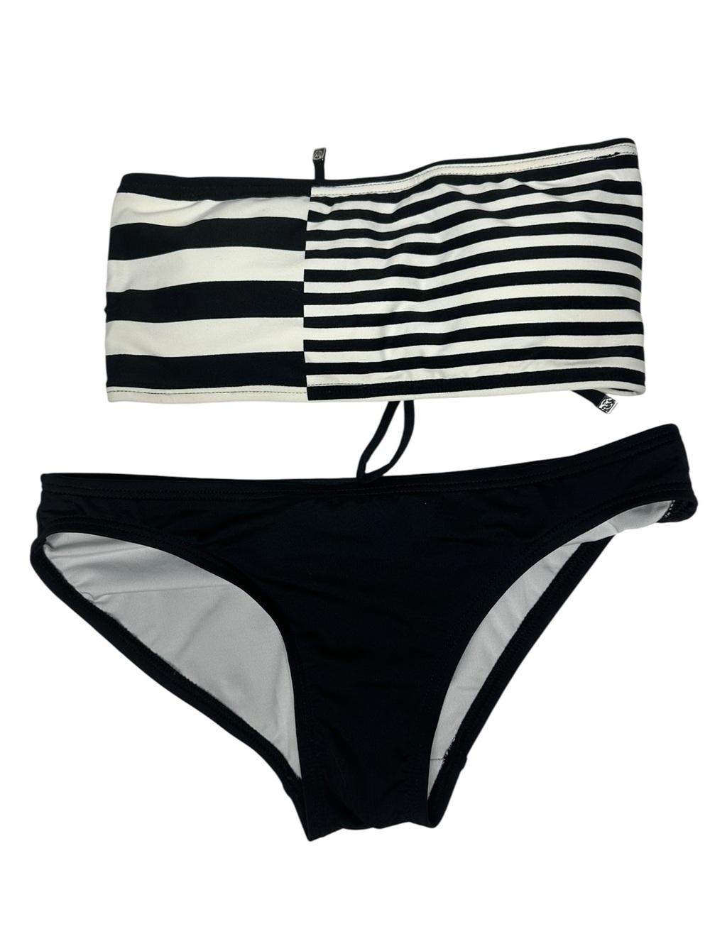 Michael Kors Black/White Bandeau Bikini Set XS